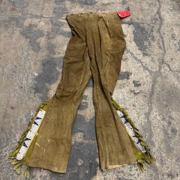 Vintage 1940s/50s Genuine Suede Western Beaded Fringe Film Costume Trousers